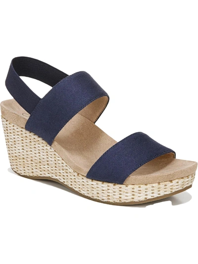 Lifestride Delta Womens Solid Ankle Strap Wedge Sandals In Black Canvas