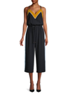 TED BAKER DARVVA V-NECKLINE DRAWSTRINGS COTTON SLEEVELESS JUMPSUIT IN BLACK