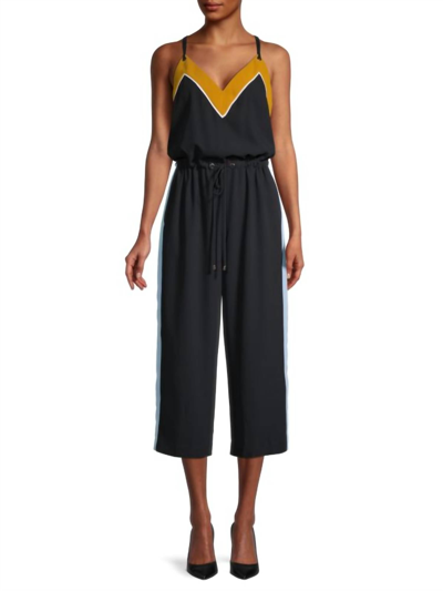 Ted Baker Darvva V-neckline Drawstrings Cotton Sleeveless Jumpsuit In Black