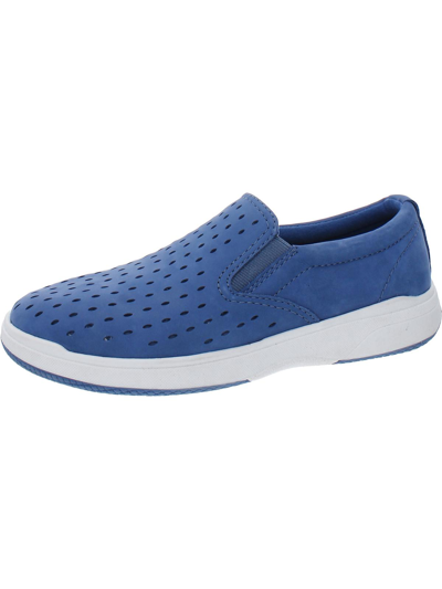 Earth Women's Nel Laser Cut Round Toe Casual Slip-on Sneakers In Medium Blue Nubuck