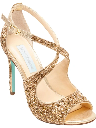 Betsey Johnson Sage Womens Stiletto Open Toe Evening Sandals In Gold