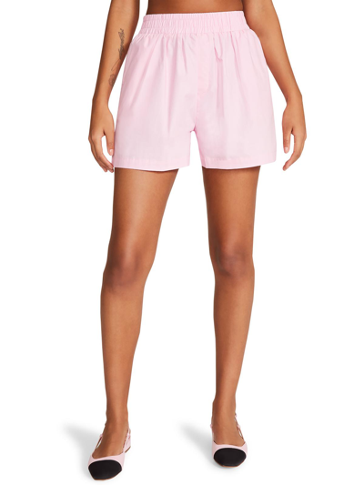 Steve Madden Tish Womens Cotton Split Hem High-waist Shorts In Pink