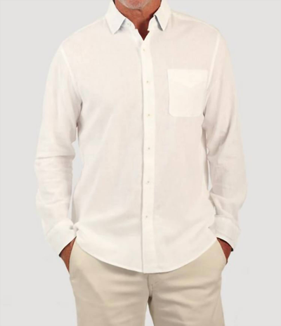 True Grit Men Long Sleeves Linen 1 Pocket Shirt In White