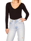 Susana Monaco Diagonal Neckline Long Sleeve Top In Black