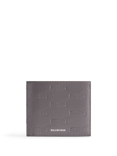 Balenciaga Bb Monogram Debossed Wallet In Grey