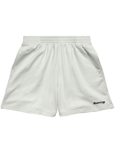 Balenciaga Hand-drawn Cotton Shorts In Neutrals