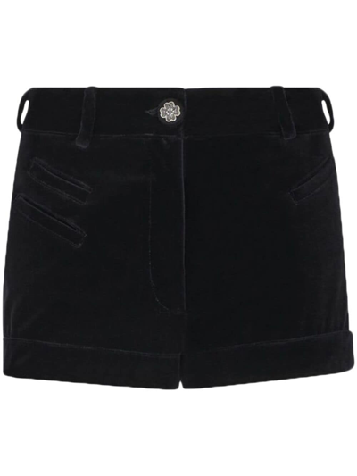 Etro Velvet Mini Shorts In Black