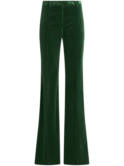 Etro High-waisted Velvet Trousers In Green