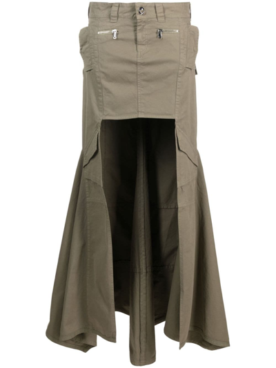 Coperni Panelled Cargo Maxi Skirt In Green