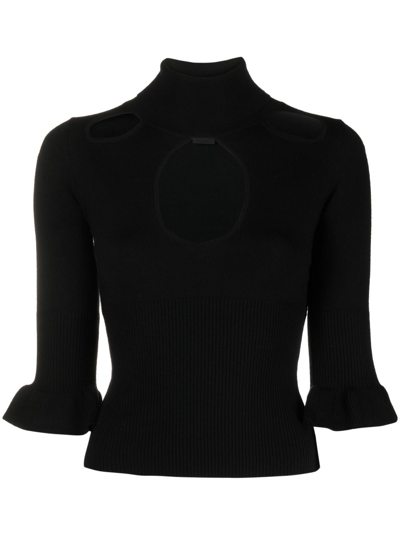Pinko Cut-out Flared-sleeve Top In Black