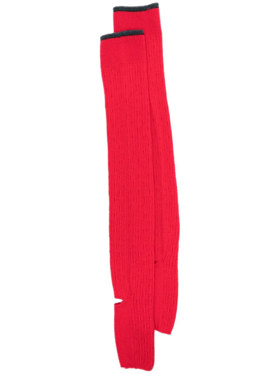 Barrie Ribbed Cashmere Gaiters In Red