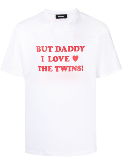 Dsquared2 Slogan-print Cotton T-shirt In White