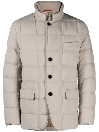 Fay High-neck Padded Jacket In Kaki