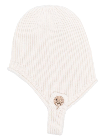 Barrie Ribbed Cashmere Hat In White