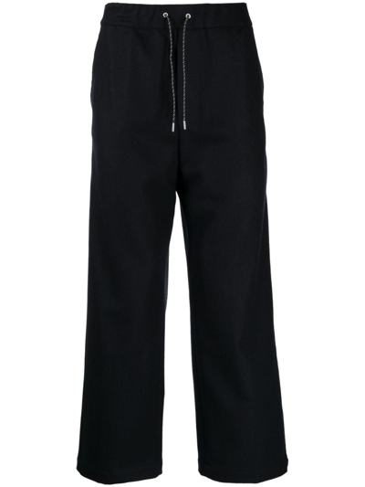 Oamc Wide-leg Wool-cotton Trousers In Black