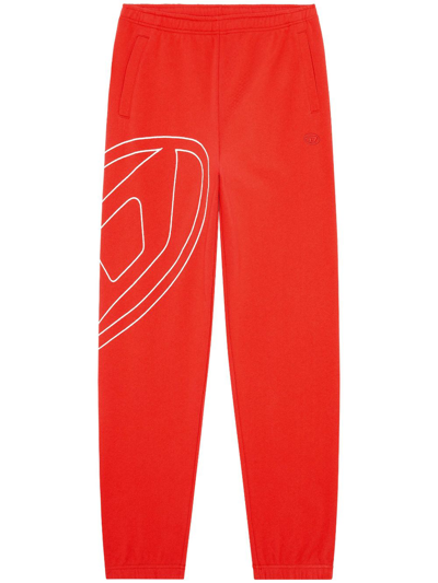 Diesel Track Pants With Mega Oval D In Red