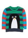 Stella Mccartney Multicolor Sweater For Baby Boy With Penguin In Blue