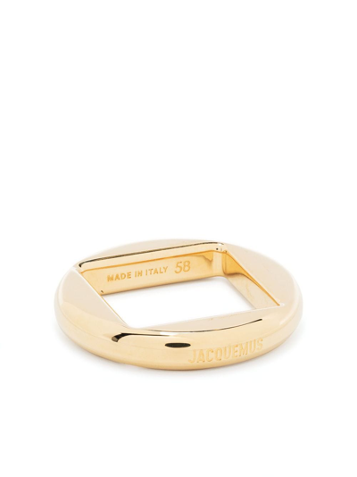 Jacquemus La Bague Rond Logo-engraved Ring In Gold