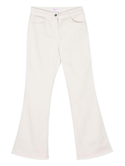 Pucci Junior Kids' Iride Patch Flared Jeans In White