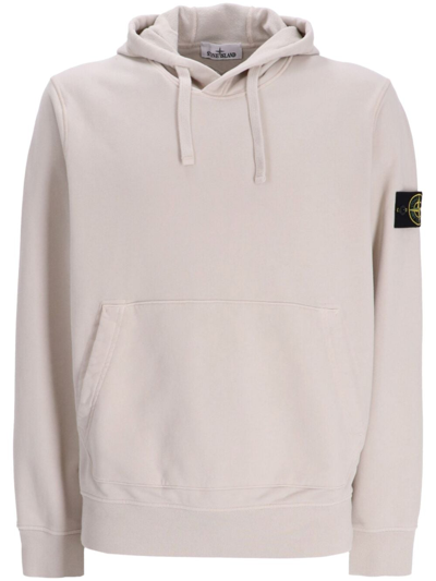 Stone Island Compass-motif Cotton Hoodie In Neutrals