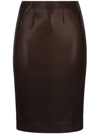 Dolce & Gabbana High-waisted Midi Pencil-skirt In Brown