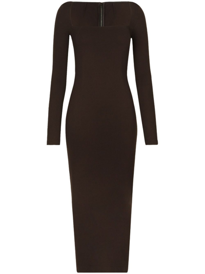 Dolce & Gabbana Jersey Midi Dress In Black