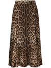 Dolce & Gabbana Leopard-print Stretch-crepe Midi Skirt In Brown