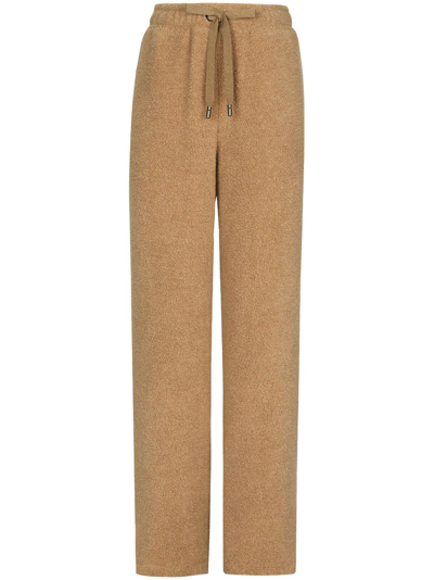 Dolce & Gabbana Virgin-wool Blend Track Trousers In Brown