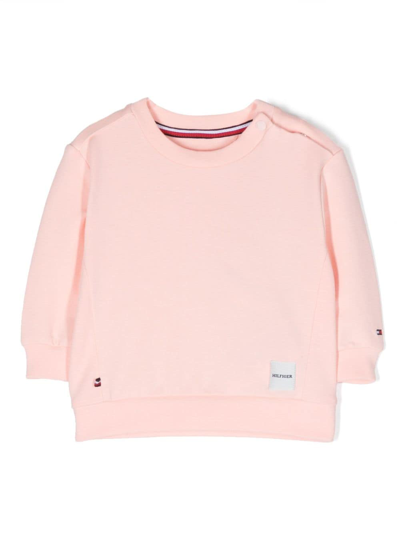 Tommy Hilfiger Junior Babies' Logo-patch Cotton Sweatshirt In Pink