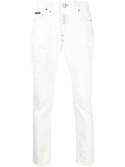 Philipp Plein Straight-leg Mid-rise Jeans In White