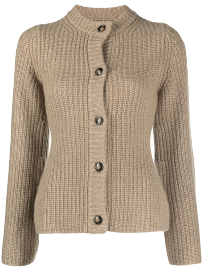 Loulou Studio Cashmere Ribbed Button-front Cardigan In Neutrals