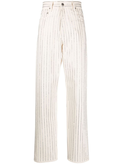 Golden Goose High-waist Embellished Trousers In White