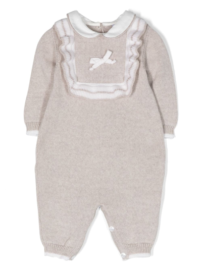 Siola Babies' Bow-detail Knitted Romper In Neutrals