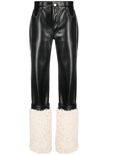 Coperni Panelled Faux-leather Trousers In Black/off White