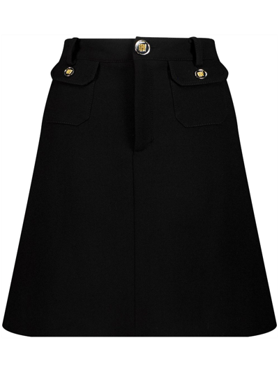 Giambattista Valli High-waist Wool Straight Skirt In Black