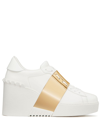 Valentino Garavani Open Disco Wedge Sneakers In White/gold