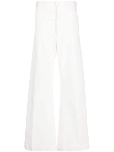 Polo Ralph Lauren High-waisted Stretch-cotton Palazzo Pants In White