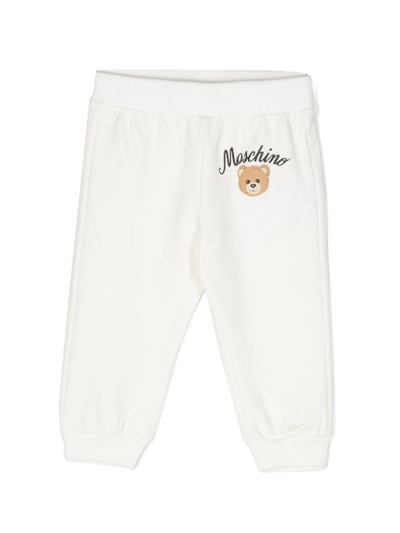 Moschino Babies' Logo-print Fleece Track Trousers In White