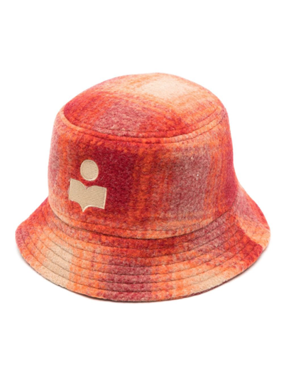 Isabel Marant Haley Checked Bucked Hat In Orange