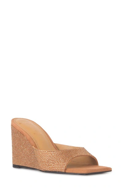 Black Suede Studio Women's Paloma Suede Sandals With Matching Crystals In Toffee Suede