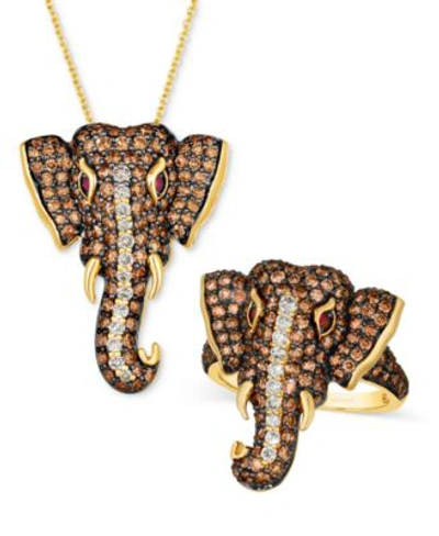 Le Vian Diamond Passion Ruby Accent Elephant Pendant Necklace Ring Collection In 14k Gold In K Honey Gold Ring