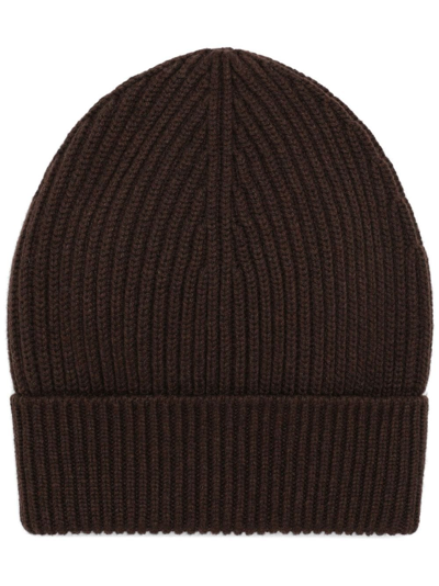 Dolce & Gabbana Gerippte Beanie Mit Umschlag In Brown