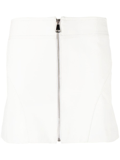 Manokhi Zip-up Leather Mini Skirt In White