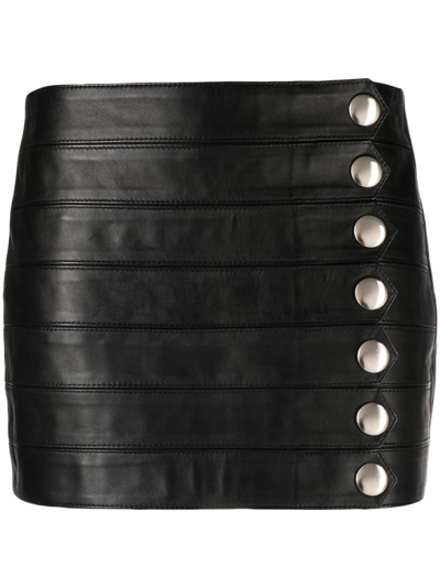 Manokhi Button-detail Leather Skirt In Schwarz