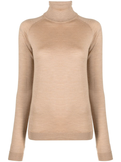 Armarium Roll-neck Fine-knit Jumper In Beige