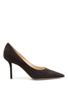 Jimmy Choo 85mm Love Suede Pumps In Dark Brown