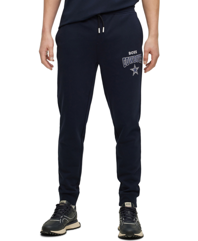 Hugo Boss Men's Boss X Nfl Cotton-terry Tracksuit Bottoms With Collaborative Branding In Dallas Cowboys