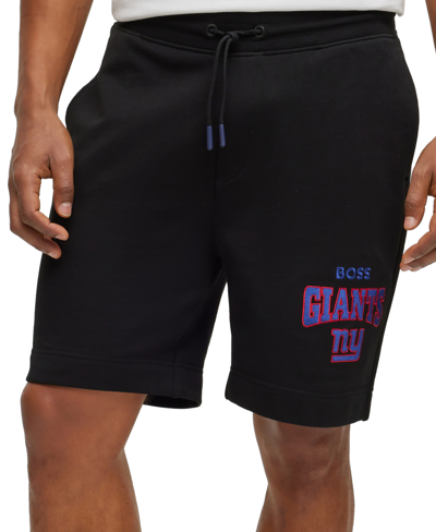 Hugo Boss Boss X Nfl Cotton-terry Shorts With Collaborative Branding In Giants