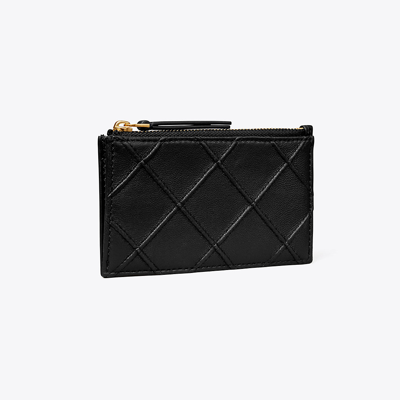 Tory Burch Diamond-quilted Leather Wallet In Black