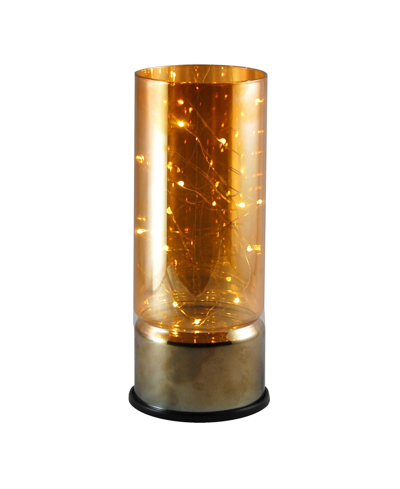 Macy's Lumabase Amber Glass Lantern With Mini String Lights In Medium Yel